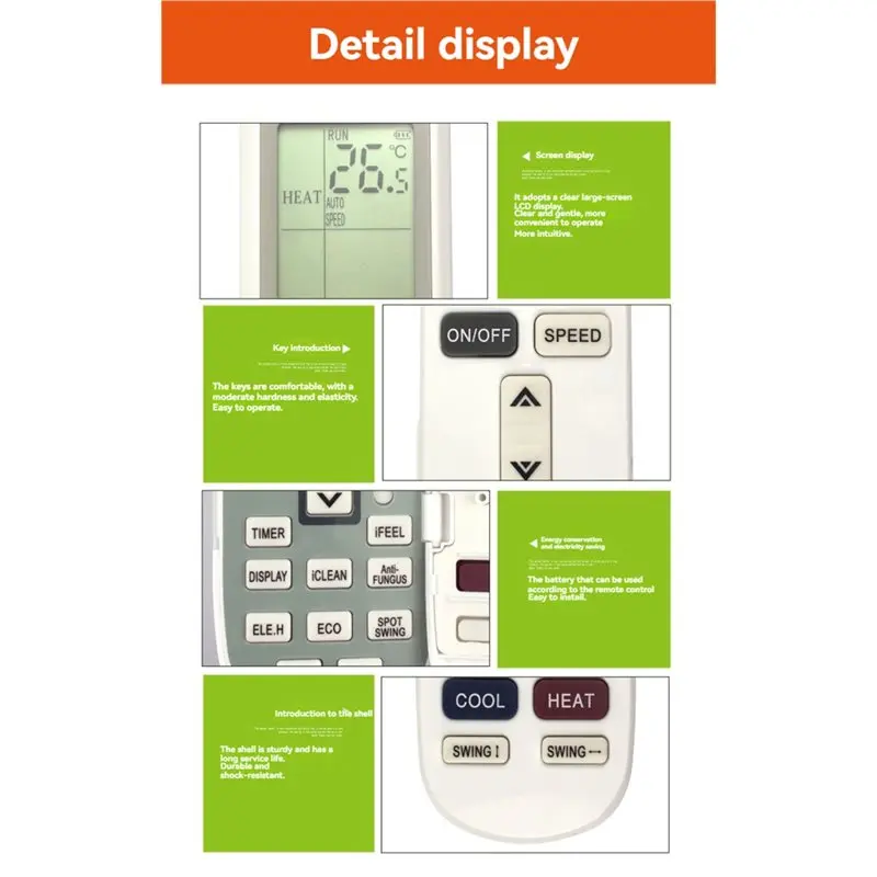 N35R-Universal Remote Control For AUX Rinnai Akai Besat Shownic Frego YKR-L/102E Air Conditioners
