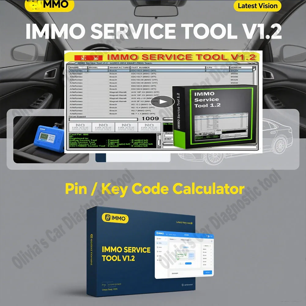 

IMMO SERVICE TOOL V1.2 obd2 scanner CAR CODE / IMMO OFF Car accessories ECU Virgin Eeprom IMMO KEY PIN CODE CALCULATOR BSI VDO
