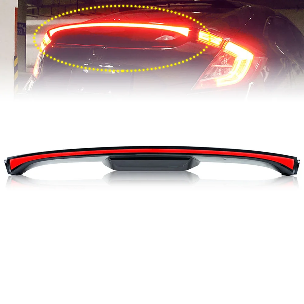 Car Through Lamp For Honda Civic 10th Gen Hatchback 2016-2021 Taillamp Rear Spoiler Light Trunk Trim Light Taillight Assembly