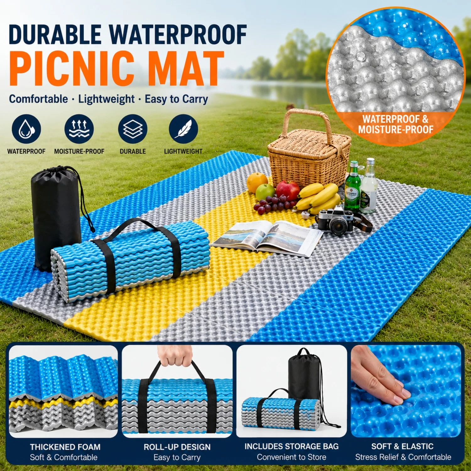 Foam Camping Pads for Sleeping,Foldable Closed Cell Foam Camping Mattress,Waterproof Outdoor Sleeping Mat for Backpacking Hiking