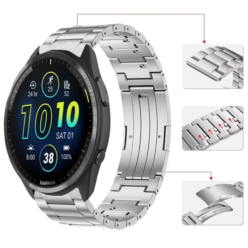 22mm 20mm 티타늄 스트랩 가민 포러너 570 970 965 265 55 165 265 뮤직 퀵 릴리즈 팔찌 가민 액티브 6 5 베뉴 3