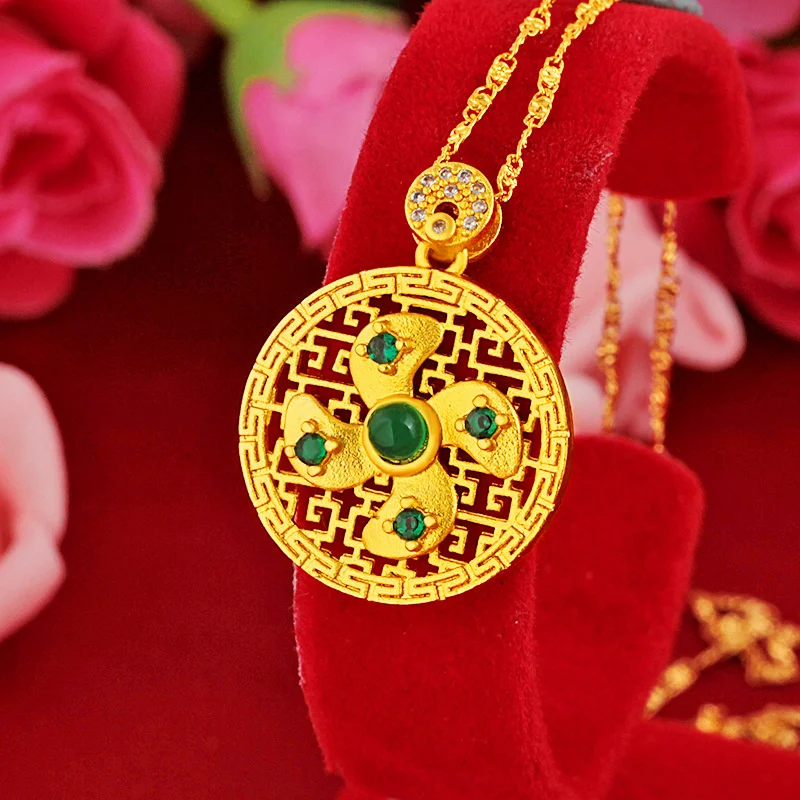 Moda estilo coreano areia ouro embutidos hetian jade pingente criativo giratório moinho pingente embutidos imitação colar de ouro