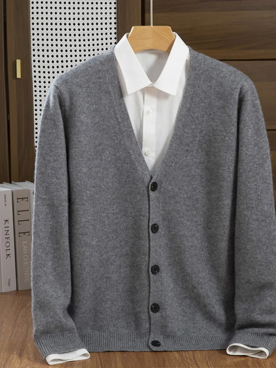 

Spring Autumn Knitted Open Cardigan Men's V-ne Color Thin Sweater Youth Loose Base irt Large Size Outerwear