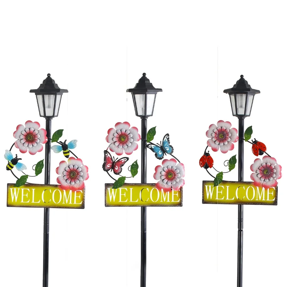 For Evening Welcome Solar Garden Lights Solar Lights Rustic Iron Lamp All Weather Durability No Wiring Required