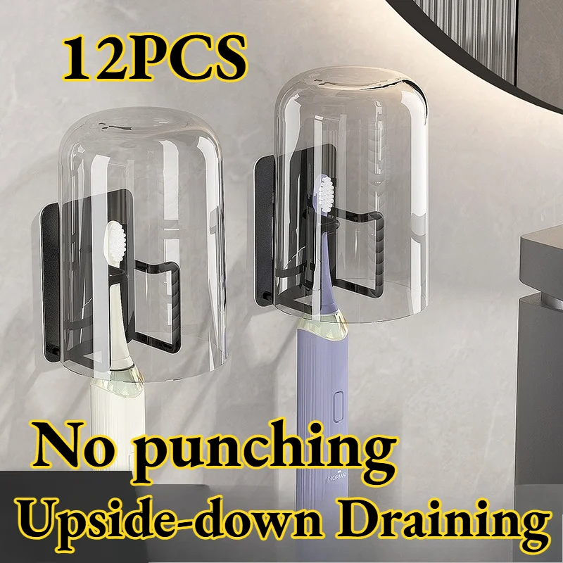 

Toothbrush & Toothpaste Holders Shelf No Punching Wall Hanging Storage Cup Mouthwash Drain Rack Solid Color Simple Modern Ins