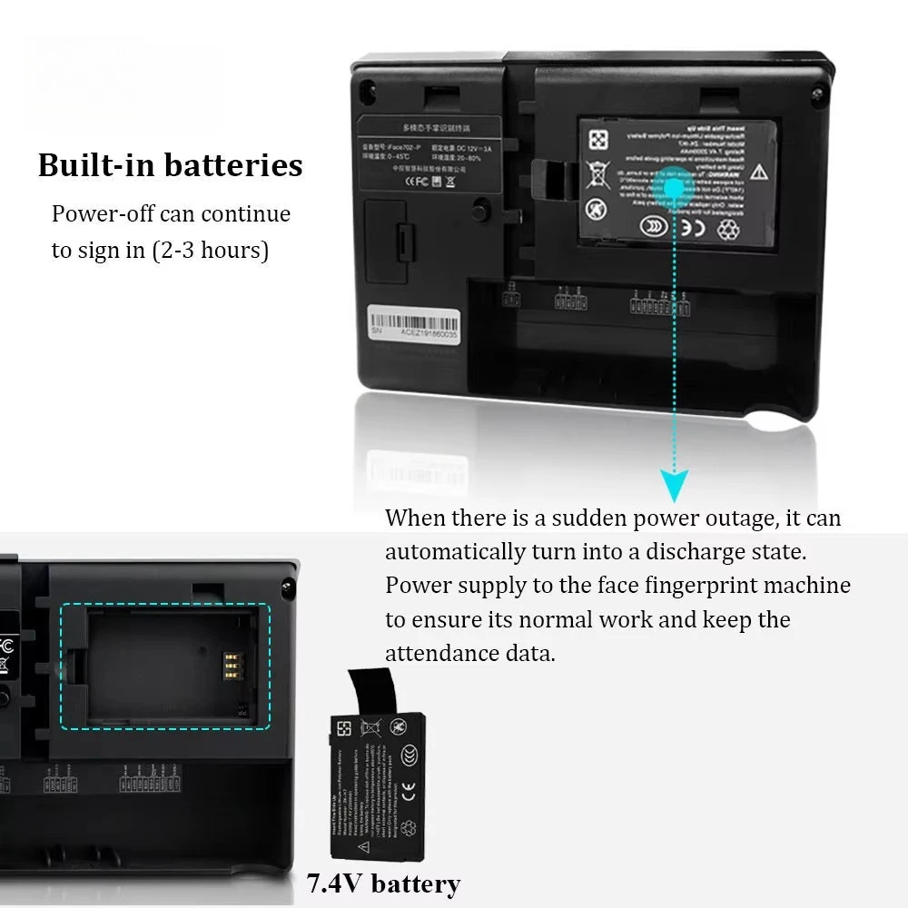 IFace302 آلات الحضور وقت الوجه البيومترية قارئ بصمات الأصابع على مدار الساعة التحكم الإلكتروني في الوصول للموظف #3