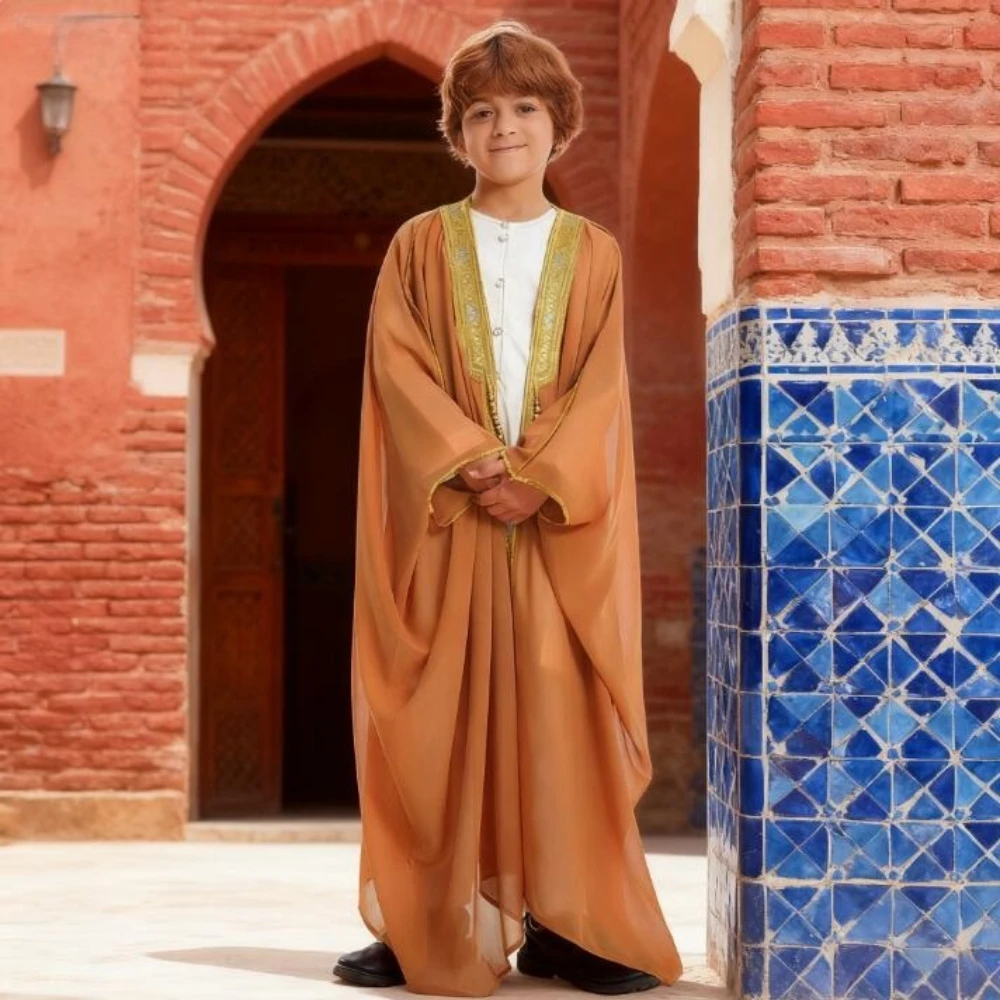 Eid Muslim Boys Jubba Thobe Children Open Abaya Prayer Kaftan Ramadan Morocco Jubba Modest Islamic Dubai Saudi Abayas Thobe