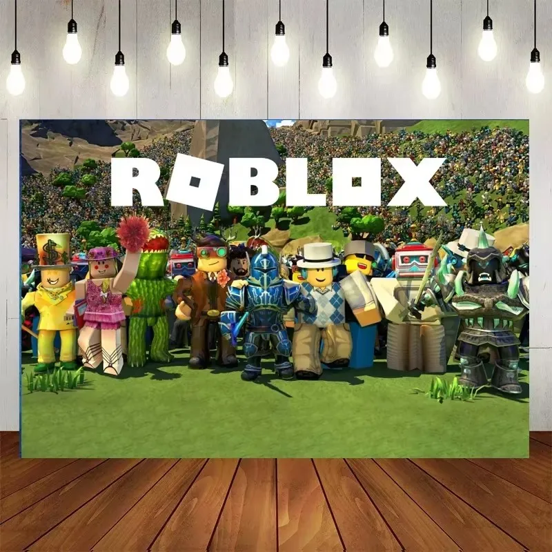 Roblox الأولاد خلفية حفلة عيد ميلاد الديكور الخلفيات كعكة الجدول هدية ديكور خلفية ملصق لعبة استحمام الطفل لوازم الحفلات #4