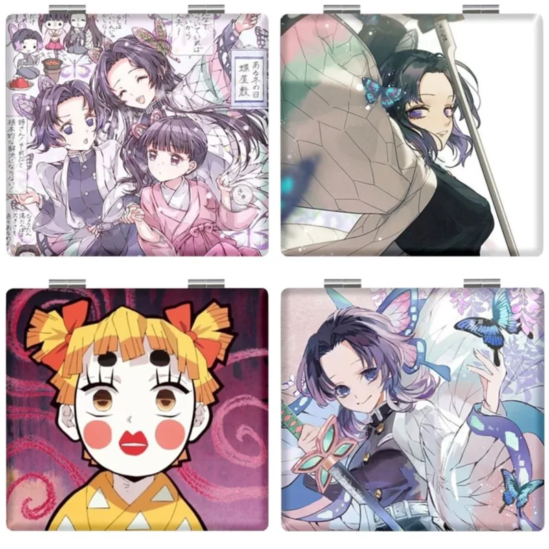 7×6cm Demon Slayer, Kimetsu no Yaiba, Folding Double-sided Makeup Mirror, Anime Cute, Portable Travel, Girls, Magnifying, Square