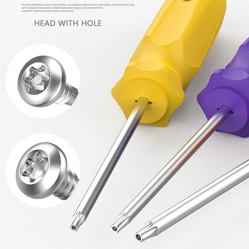 Torx 스크루드라이버 T6-T27 마그네틱 플럼 스크류 드라이버, S2 합금강 볼트 드라이버, 가정용 수공구, 1 개