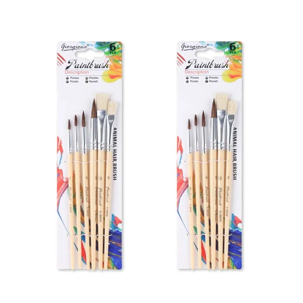 12pcs Soft Fiber Paint Brush Set Lightweight Plastic Nylon Painting Pen Traditional Soft Grip Hook Line Pen Writing