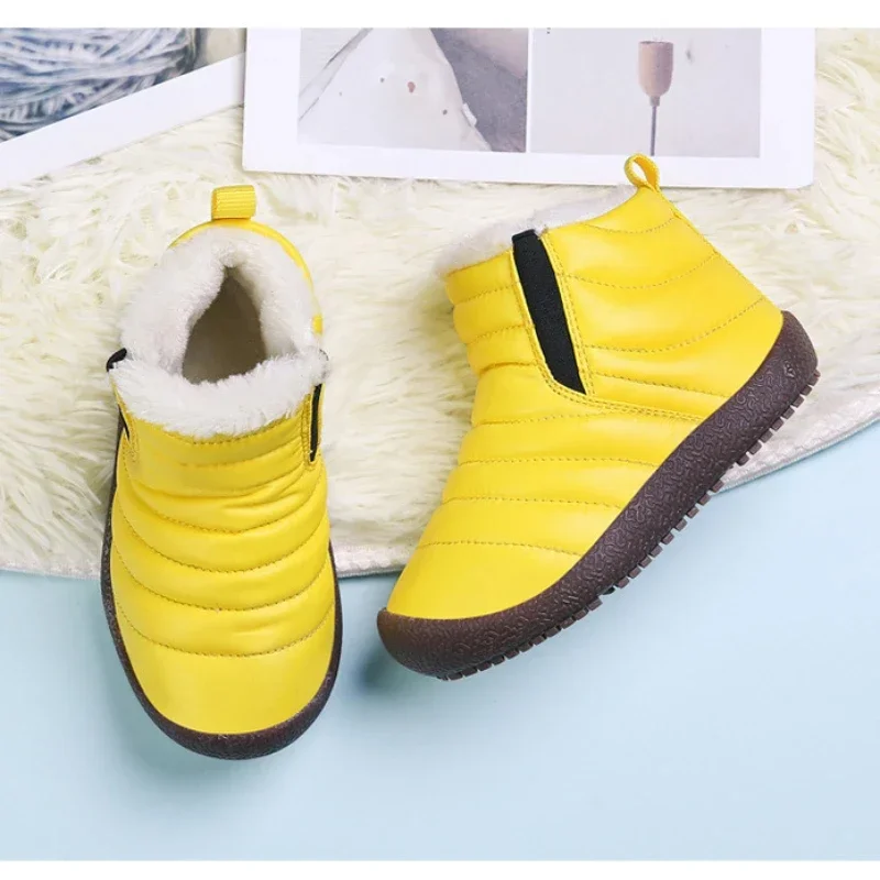 Waterproof Non-slip Children's Snow Boots Winter Thickened Cotton Plush Warm High Top Cotton Shoes for Boys Girls Rubber Boots