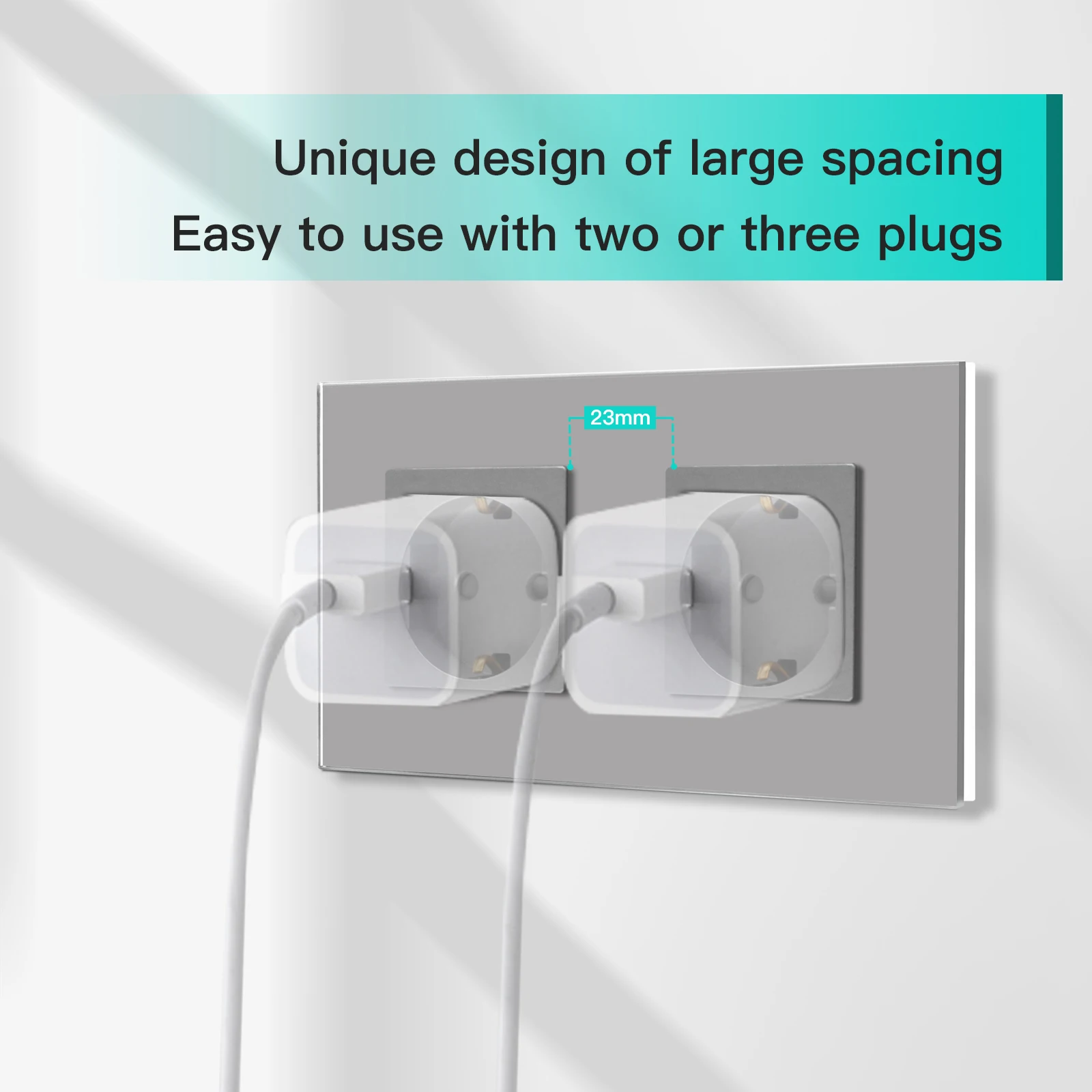 BSEED Light Switch EU Wall Sockets Home Wall Switches 1/2/3Gang 1Way Plastic Frame Panel USB Type-c Phone Charge Wall Sockets