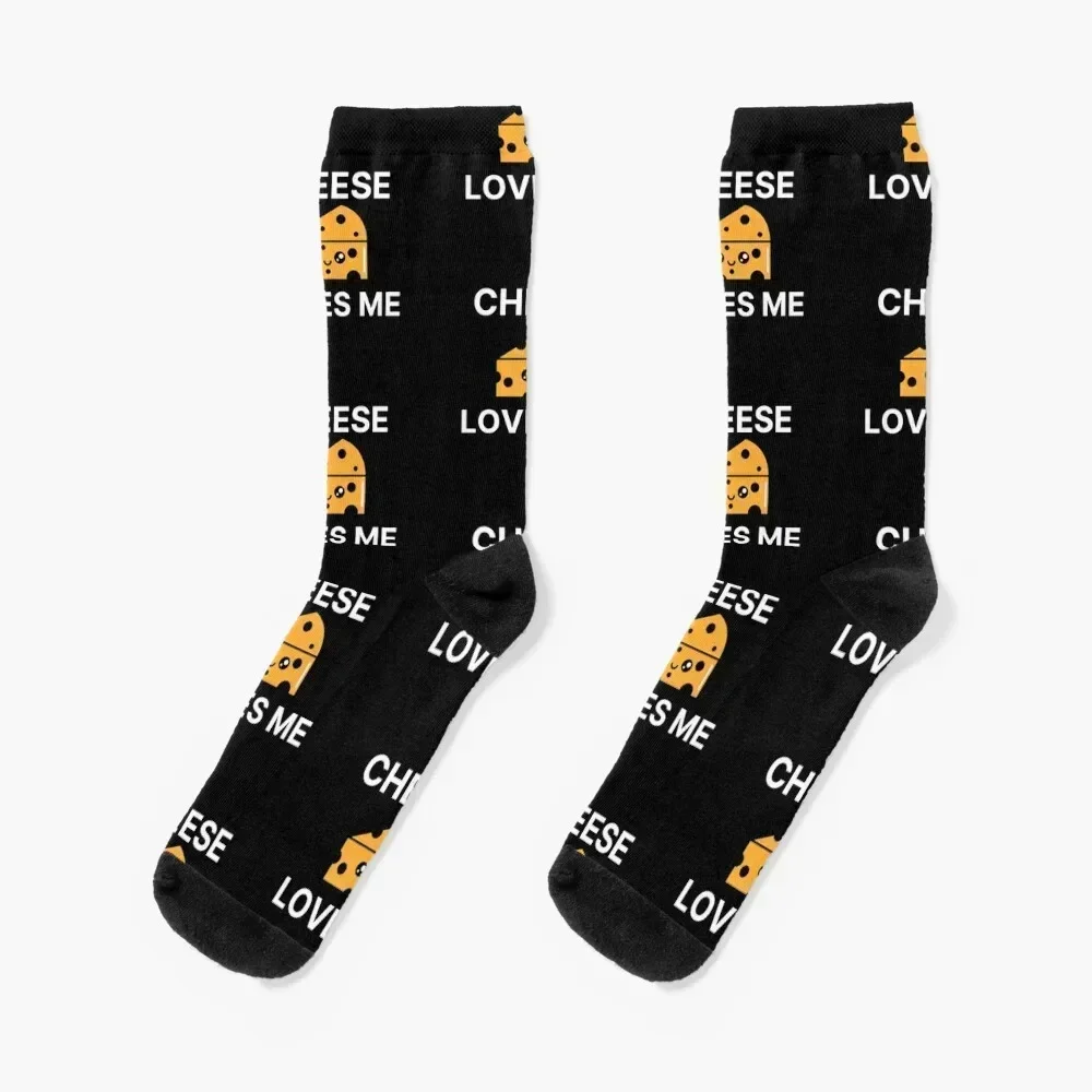 

Cheese Loves Me Socks Thermal man winter gift cute with print Socks Women's Men's