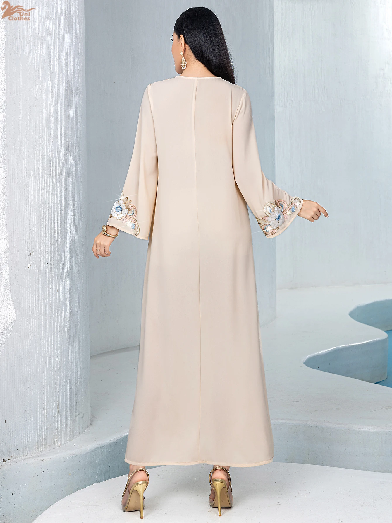 

Uni 2026, Рамадан, элегантные абайи с цветочной вышивкой, Саудовская Аравия, Турция, исламские платья с v-образным вырезом для женщин, гала-концерт