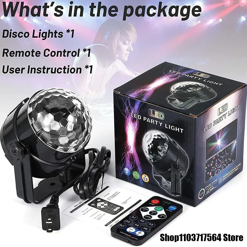 Luz LED portátil para DJ, bola mágica pequeña, luz de escenario de cristal, colorida, USB, atmósfera controlada por voz