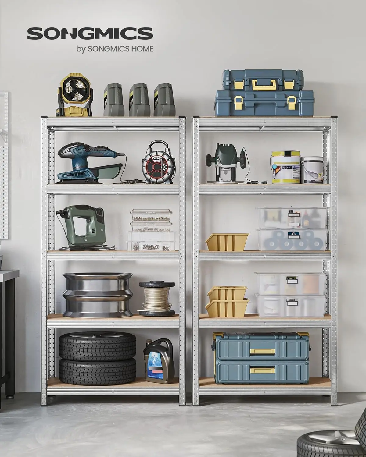 2 つの Estanterías Almacenaje de 5 Niveles、Estantería Metálica、モジュラー、Garaje、Almacén、Trastero、Cocina、Carga の組み合わせ