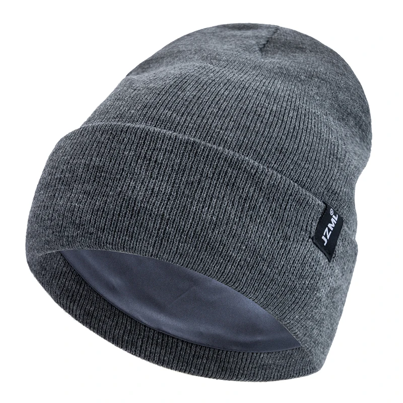 Neue Stil JZML Brief Plüsch Satin Gefüttert Antistatische Beanie Hut Herbst & Winter Hüte Für Männer Und Frauen Outdoor gestrickte Hüte – Detail 4