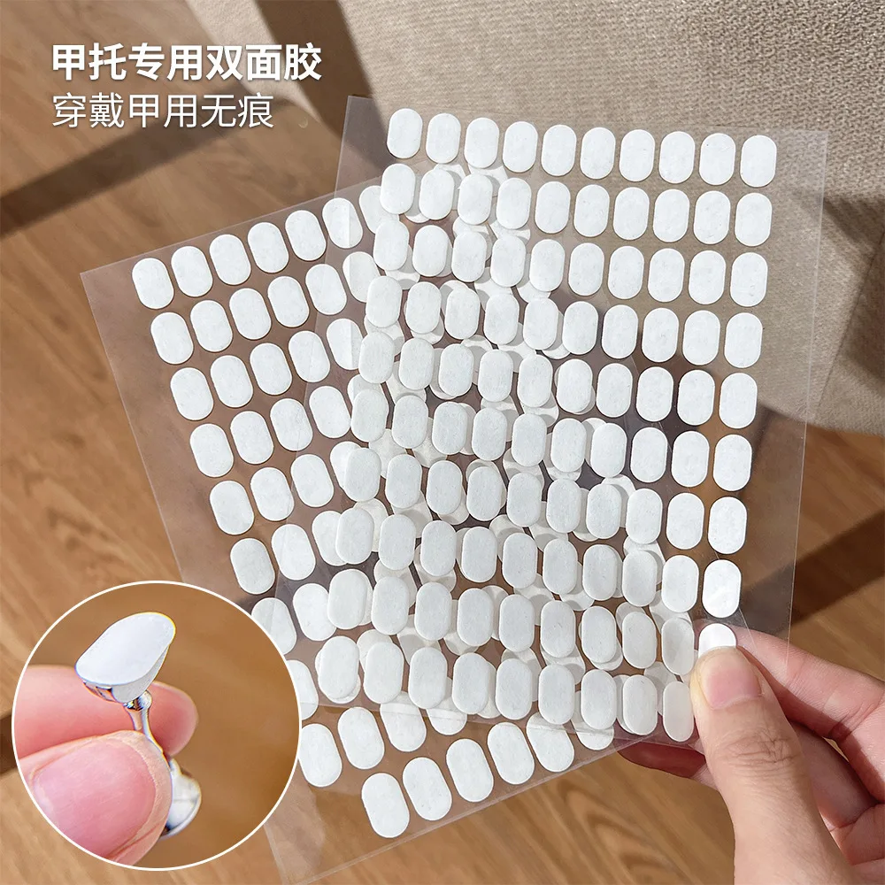 100 stuks press-on dubbelzijdige jelly tape nagellijm, transparante stickers, manicure art display stand, salon oefenstandaard - afbeelding 2