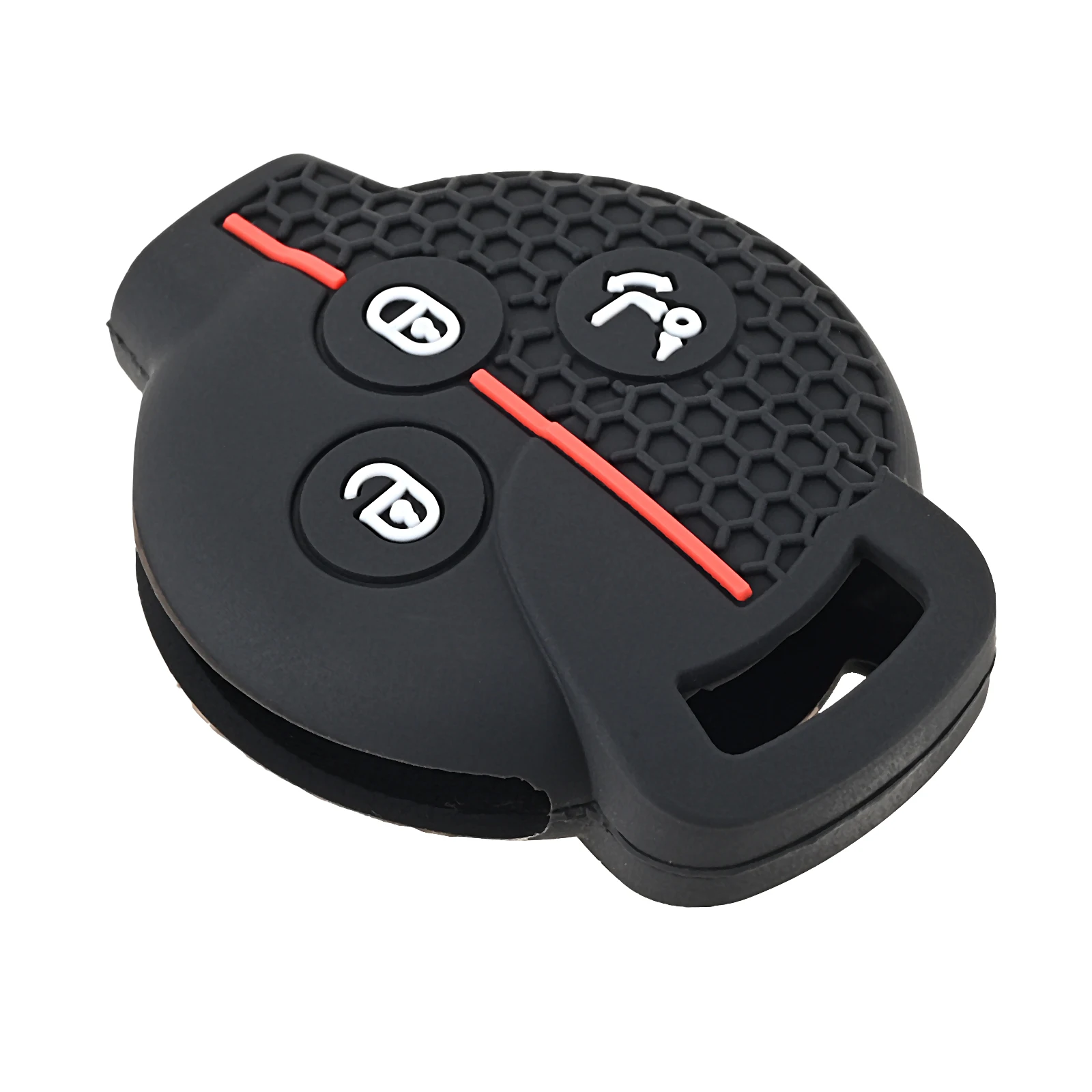 

1 шт. Черный чехол для ключей с черными точками, белыми и красными линиями - Прямой силиконовый чехол на 3 кнопки для автомобильного ключа Mercedes Benz Elf Smart, запчасть для автомобиля