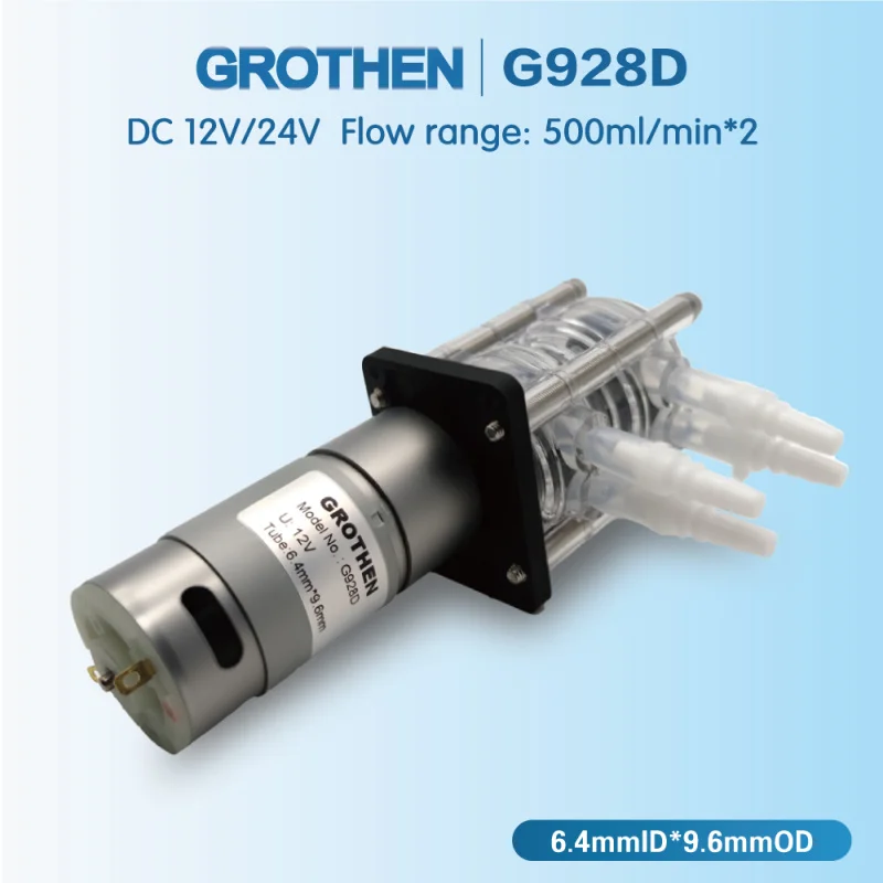 Peristaltic Pump, Water Pump, Dosing Pump, Dual Pump Head, 12V 24V DC, High Flowrate For Aquarium Lab Analytical