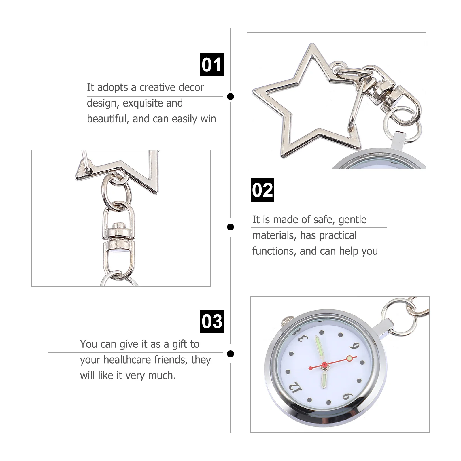 ممرضة ساعة الجيب نجمة معلقة مشبك تصميم عملي شنقا الصدر ووتش التمريض ساعة ممرضة الساعات للنساء