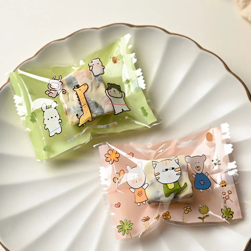 AQ Pink Green 2in1 Frosted Transparent Montage Party Cookie Bag Cute Cartoon Animal Games Decor Party DIY Soap Cookie Poly Bags