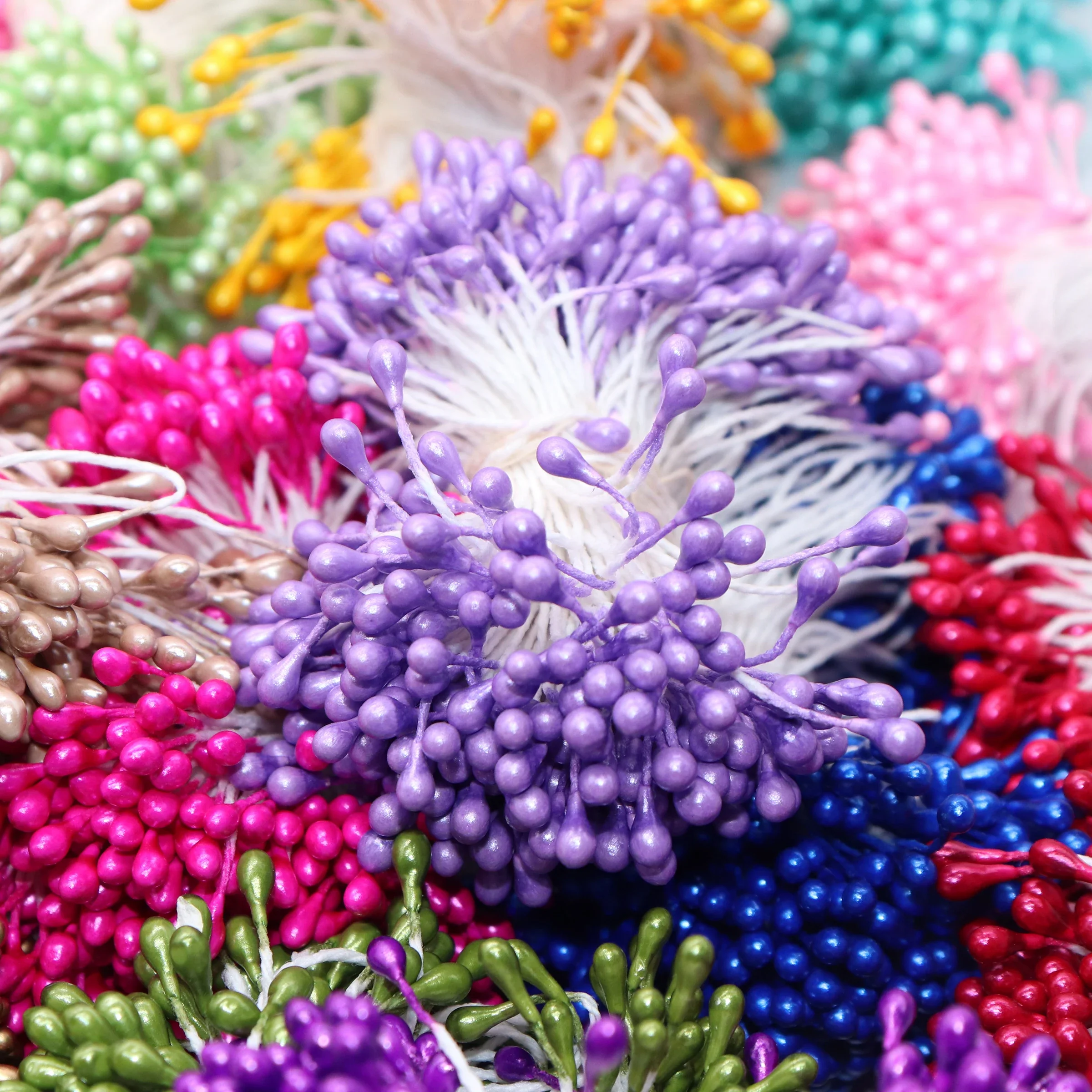 288pcs 3mm multi colors options pearl flower stamen pistil cake decoration for DIY Double heads