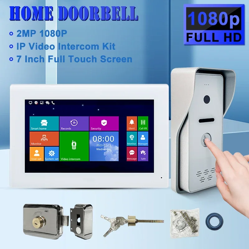 

Superior Quality Tuya Wifi Video Doorbell 1080P Colorful Touch Screen Smart App Home Intercom Kit For Access Control System