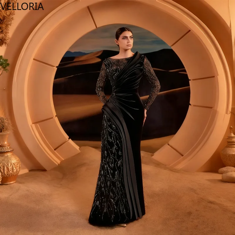 Elegant Green Satin Lace Evening Dress Long Sleeved Mermaid Ball Gown Formal Party Dress Vestdos De Fiesta Customized