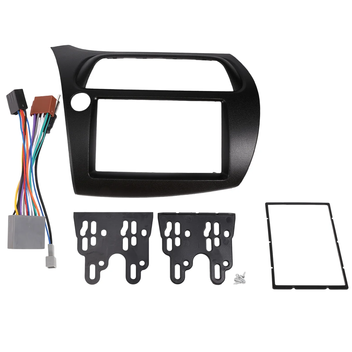 For Double Din Fascia Radio Dvd Stereo Cd Panel Dash Mounting Installation Trim Kit Face Frame Bezel with Wire Harness(178x102Mm