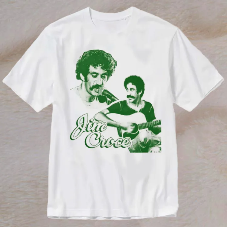 Camiseta de Jim Croce de música Folk y Rock, estilo Retro, talla completa, color blanco