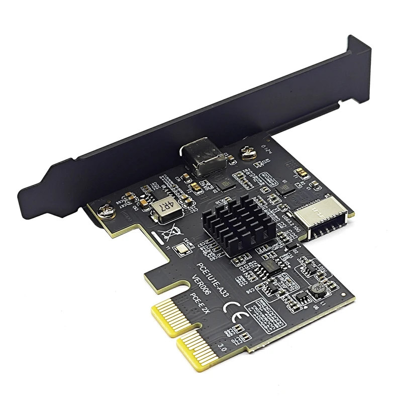 Add On Cards PCI Express X2 to Type-E + Type-C Expansion Card USB3.2 GEN2 10Gbps ASM3142 Chip PCI-E to USB-C Adapter for Desktop