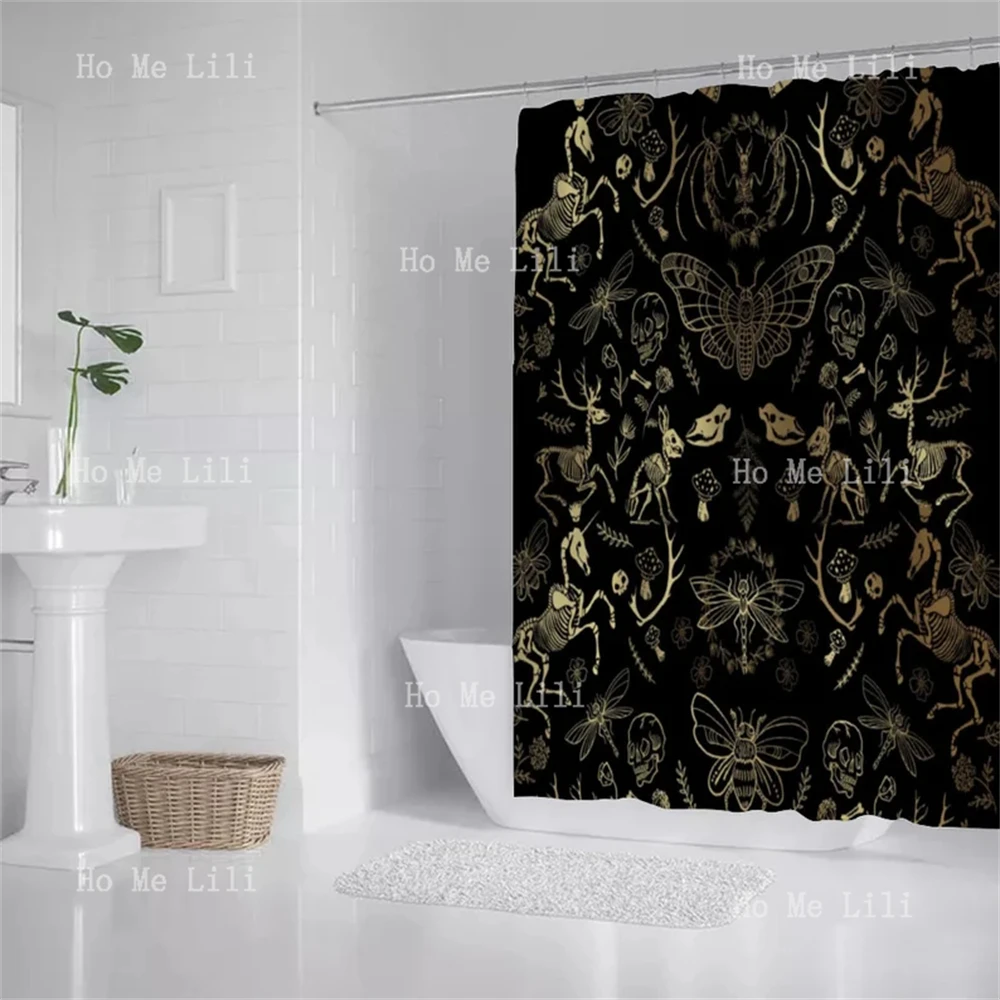 Dark Cottagecore Forest Animal Bones Witchy Gothic Oddities Dark Academia Shower Curtain With 12 Hooks