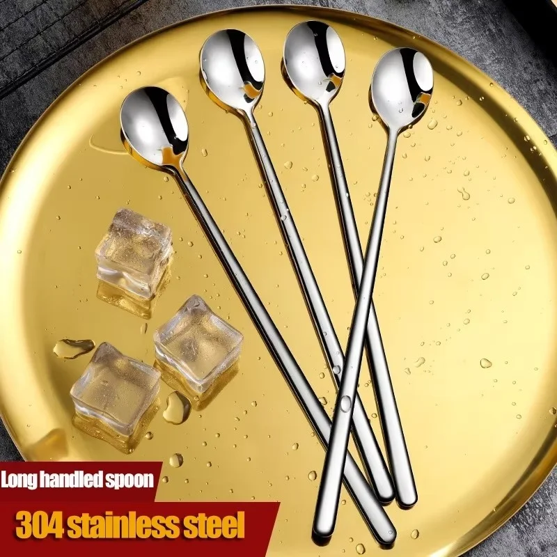 Edelstahl langstieliger Löffel Teelöffel Kaffee Rühr löffel Eis Honig Dessert löffel Küchen geschirr