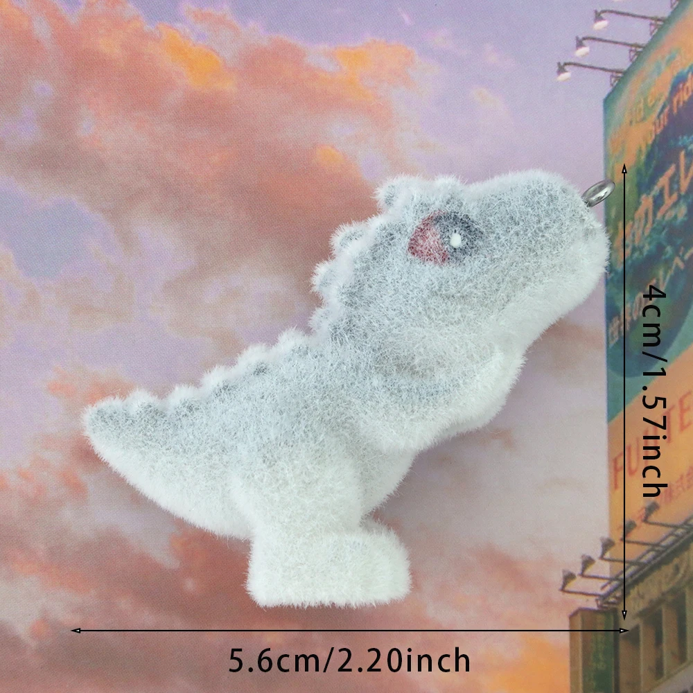 10pcs 3D Flocking Resin Dinosaur Charms Domineering Animal Pendant Accessorie for Keychain Bracelet DIY Making Jewelry Adornment