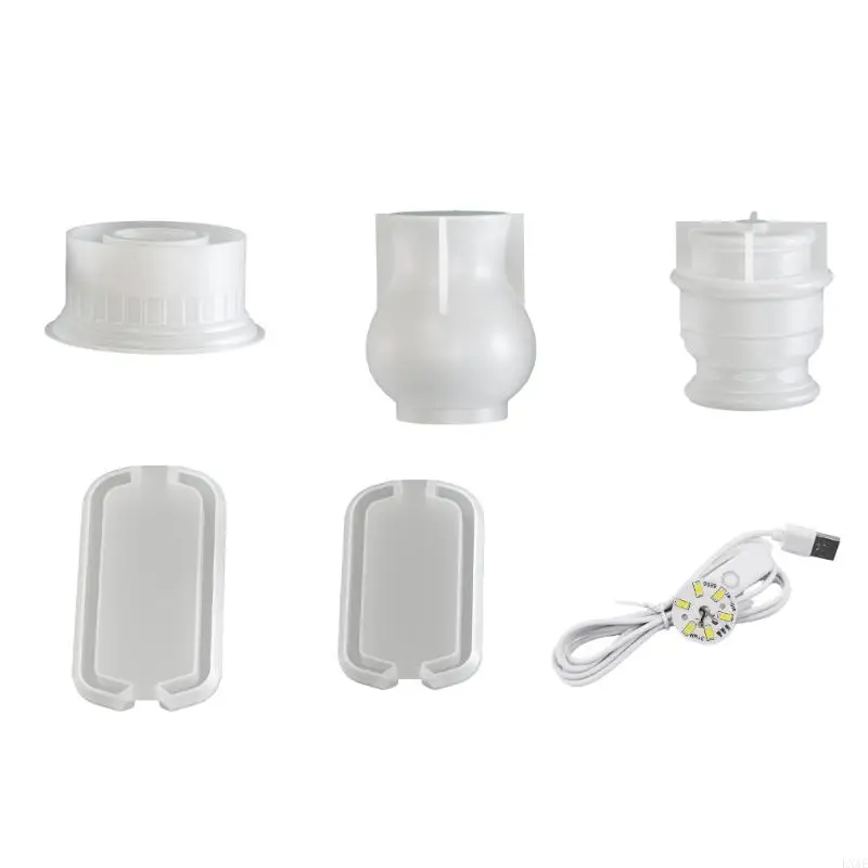  Silicone Camping Lamp Mold Set with LED Suitable for Making Customing Resin Gifts for Holiday or Birthday Presents