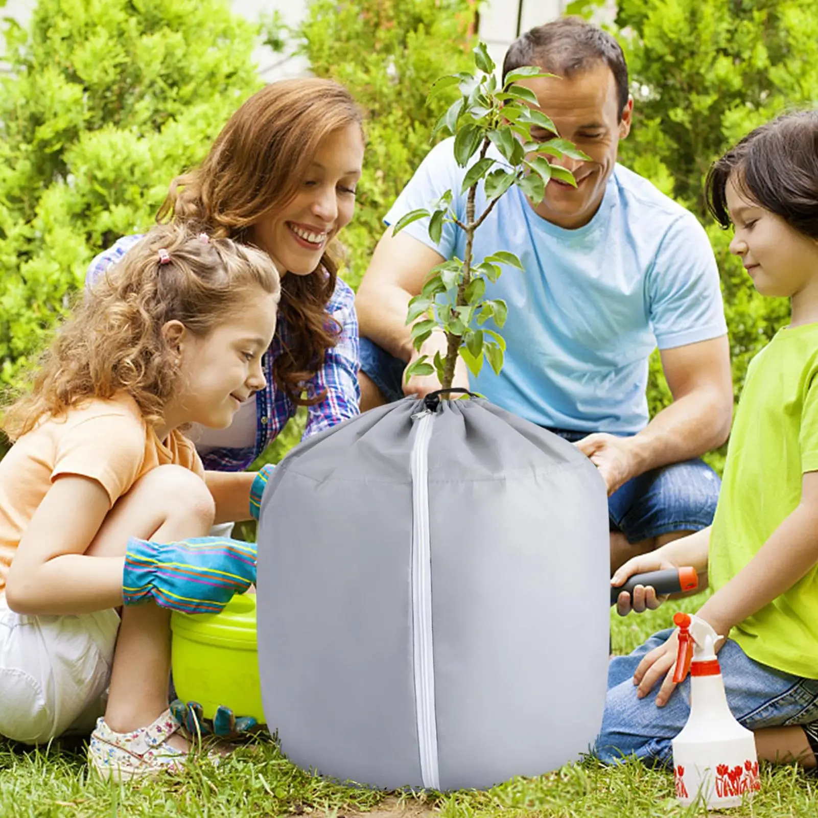 

Зимняя термозащитная сумка для цветочного горшка, многоразовая защита для садовых растений на шнурке, защита от мороза с молнией для улицы