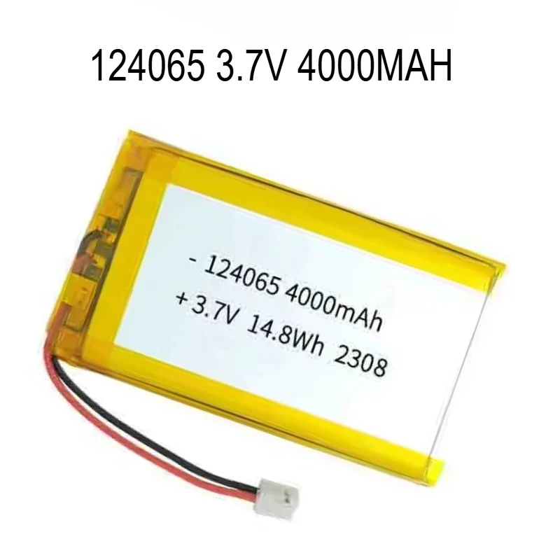 

Polymer Lithium Battery for Smart Lock Tablet Camera Driving Recorder Radio Walkie-talkie PH 2.0mm 2pin Plug 124065 3.7V 4000mAh