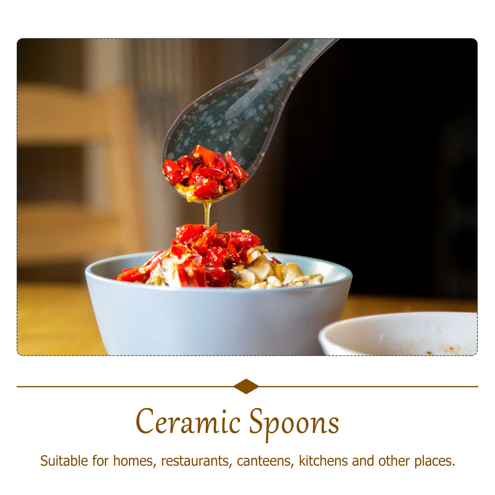 

4Pcs Ceramic Rice Spoons Japanese Style Soup Spoons Home Kitchen Multipurpose Comfortable Handle Home Spoon