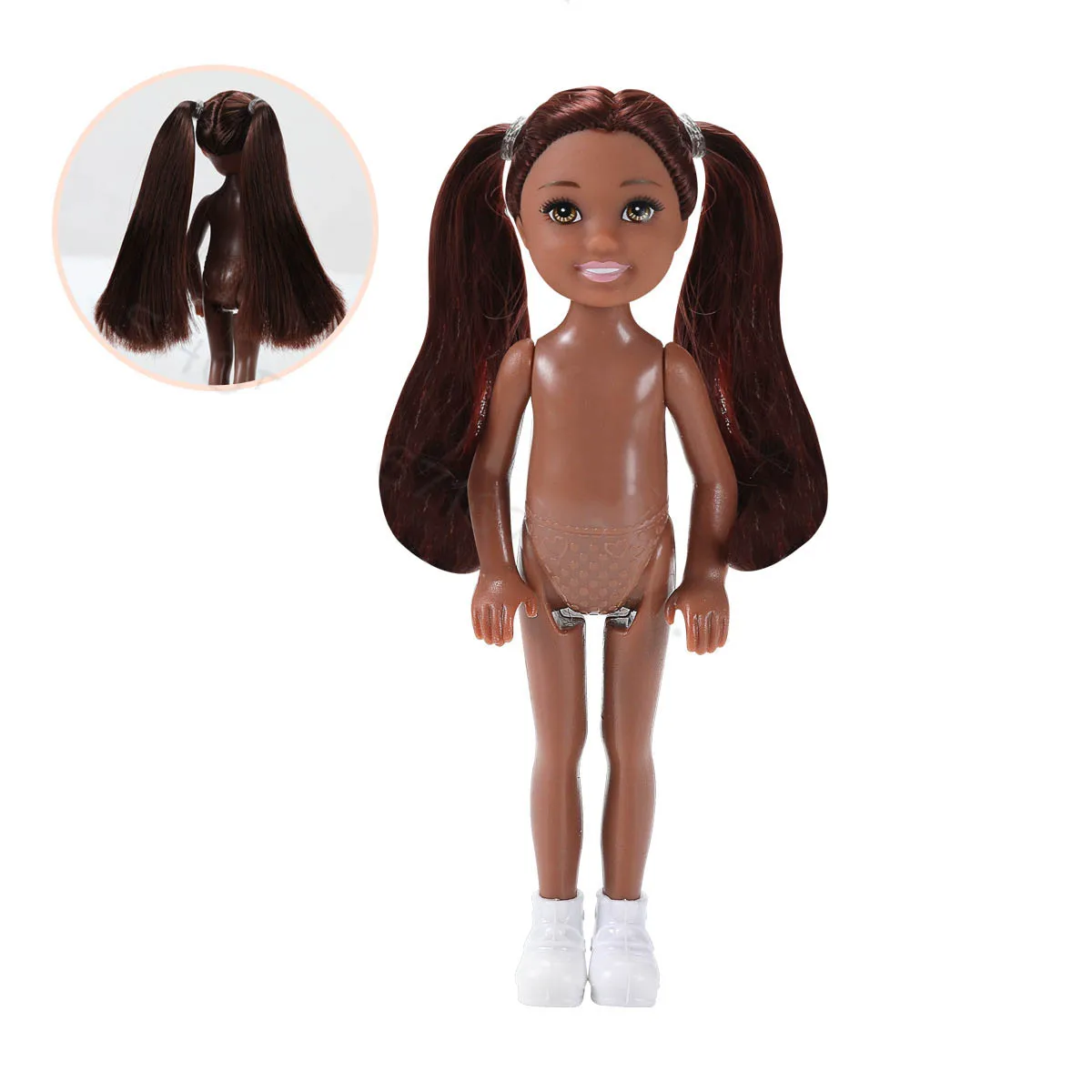 Poupée princesse africaine noire nue de 15cm, 1/8 BJD, peau de chocolat, coiffure à la mode, articulations du corps, jouet de maison de jeu mobile pour fille