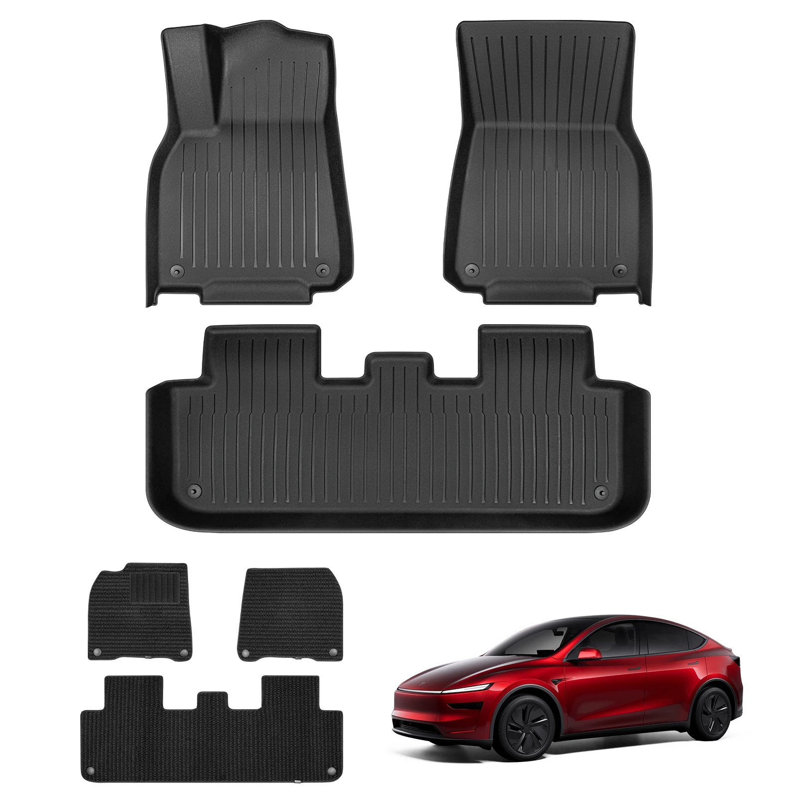 

6PCS Carpet Floor Mats for Tesla Model Y Juniper 2025-2026 All Weather Floor Liners Full Set Front and Second Row