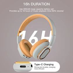 Wireless Headset Bluetooth 10Hours Playback Headphone with Mic Music Game Sport Earphone Foldable Support TF SD-Card Tws Earbud