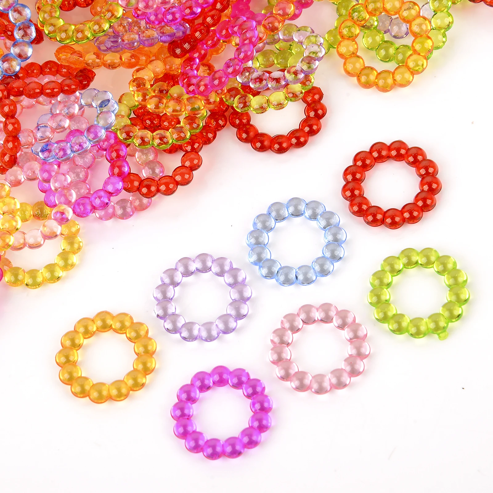 Cuentas acrílicas transparentes con agujeros grandes para fabricación de joyas, abalorios espaciadores sueltos para pulseras, accesorios de bricolaje, 15mm, 50 piezas, venta al por mayor