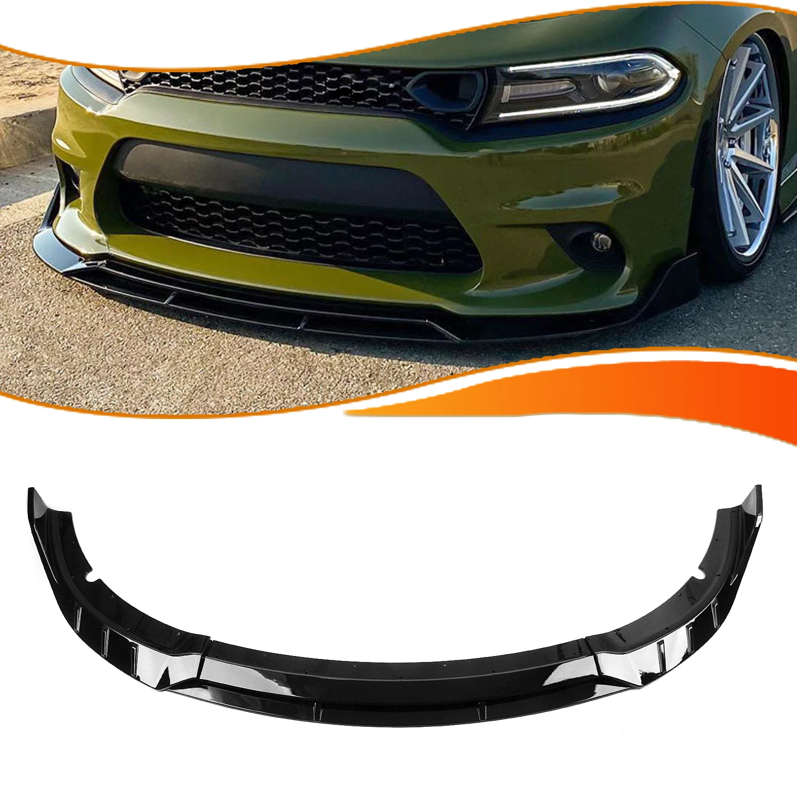 

Front Bumper Spoiler Lip Lower Protector Splitter Blade For Dodge Charger ROCK-R SRT Bumper 2015-2023