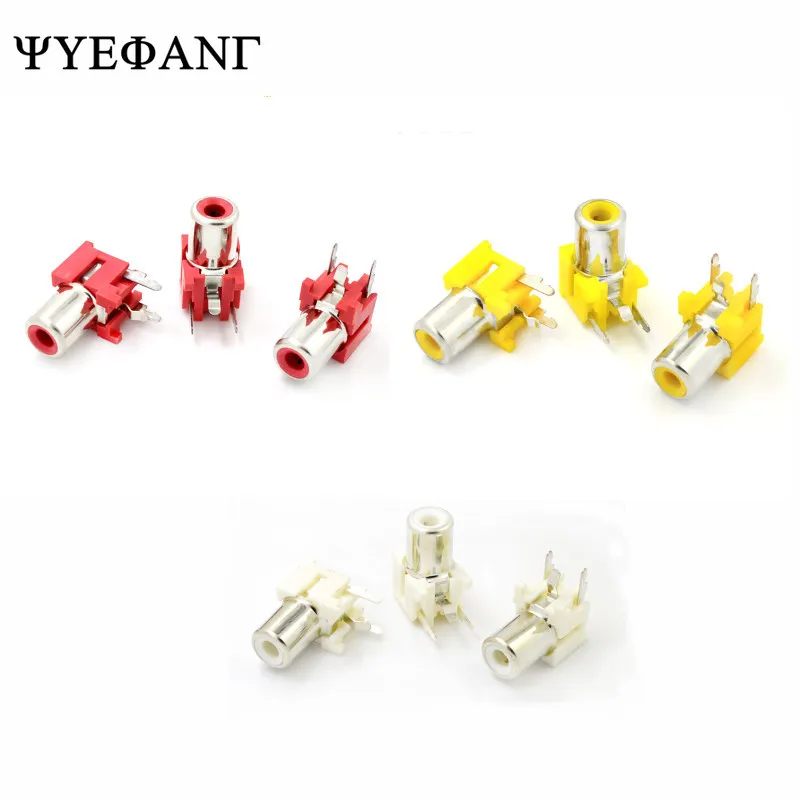 5pcs 1 Way/1 Hole Rca Audio Female Jack AV Audio Input Socket Connector Lotus Row Amplifier Interface Signal/red Yellow White