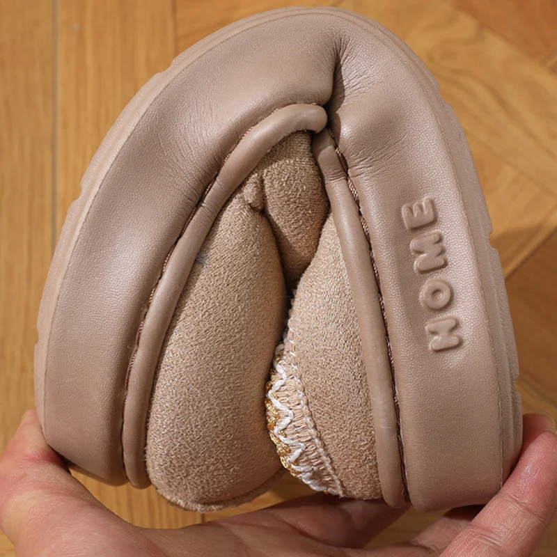 Thick Bottom Home Fluffy Slippers Women Winter Soft Sole Warm Plush House Slippers Woman Closed Toe Non-slip Casual Cotton Shoes