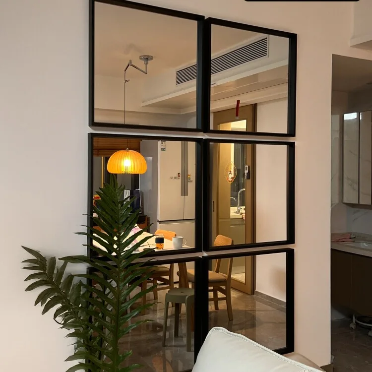 

Retro style mirror wall self-adhesive splicing full-length mirror decorates living room