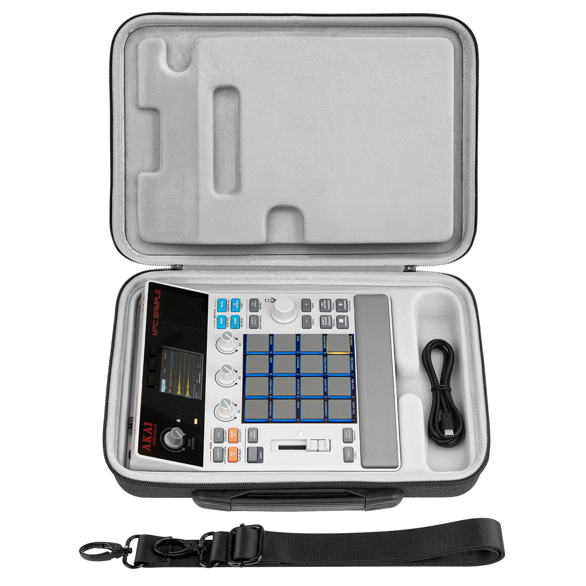 Étui de transport rigide Geekria compatible avec Akai Professional MPC Sample Portable Groovebox, sac de transport pour échantillonneur audio