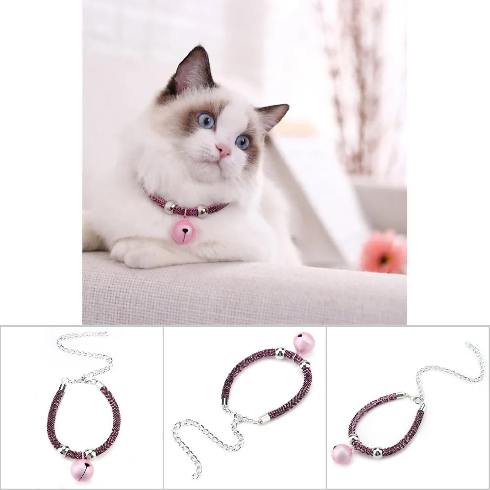 Cute Japanese Style Cat Collar With Bell Adjustable 20-38cm Length w/ Extension Chain Pet Necklace Nylon Pets Collar for Cats